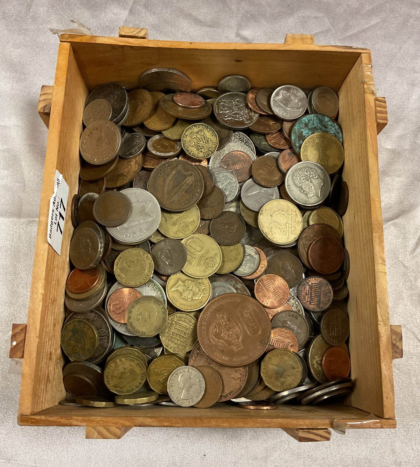 Box of assorted coins