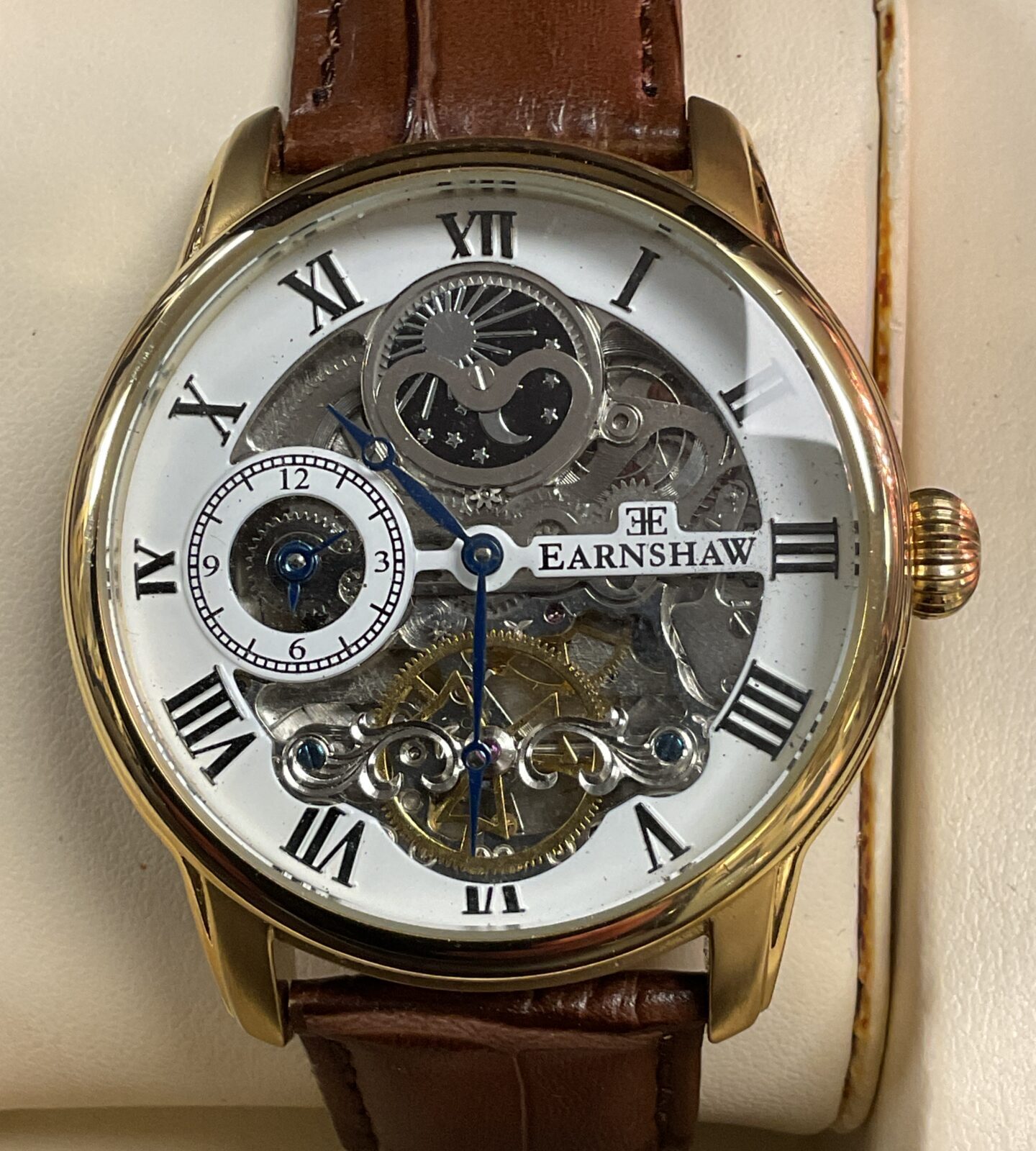 Earnshaw Gents Automatic Skeleton Wristwatch working with box and papers