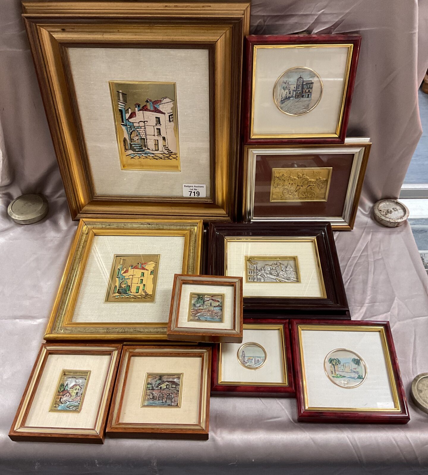 10 Gold and silver leaf  pictures in frames