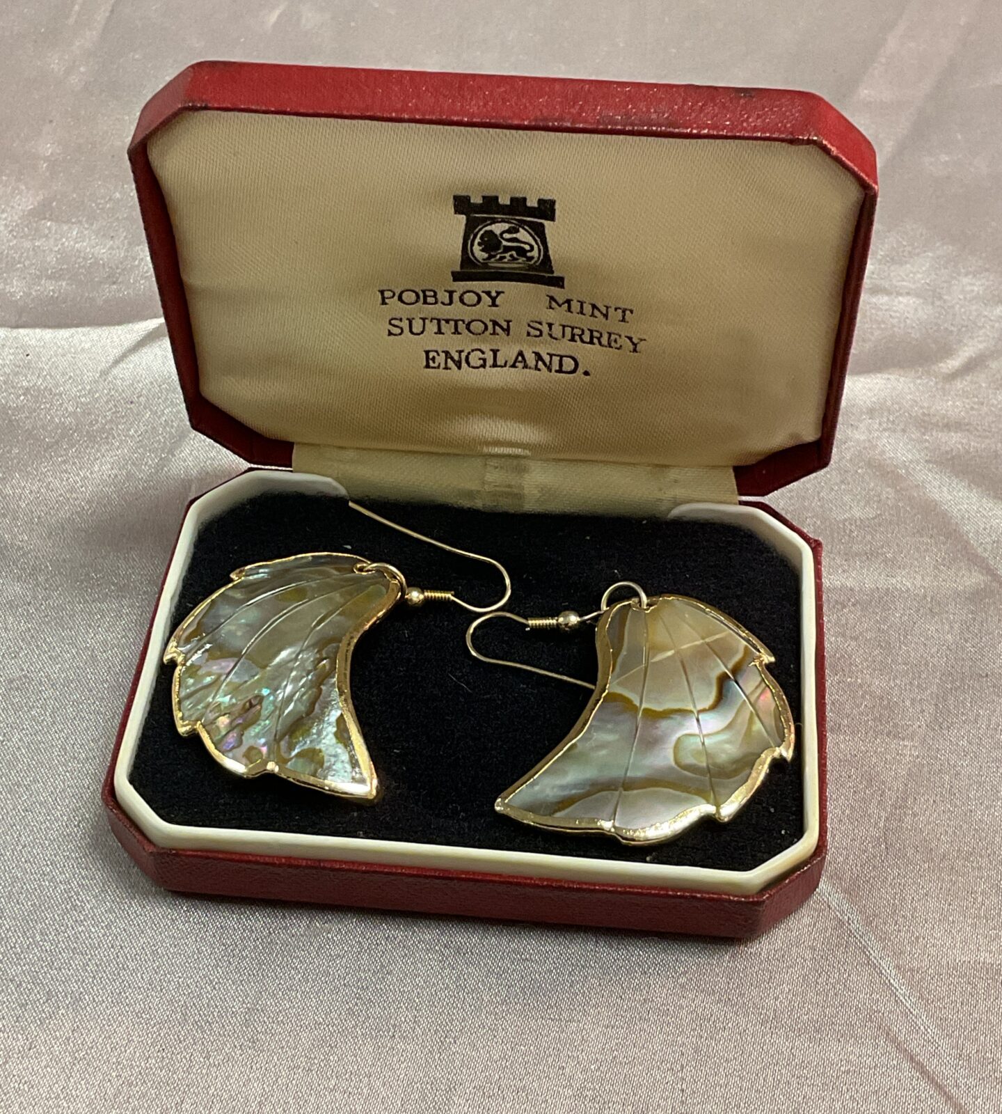 pair of mother of pearl leaf earrings
