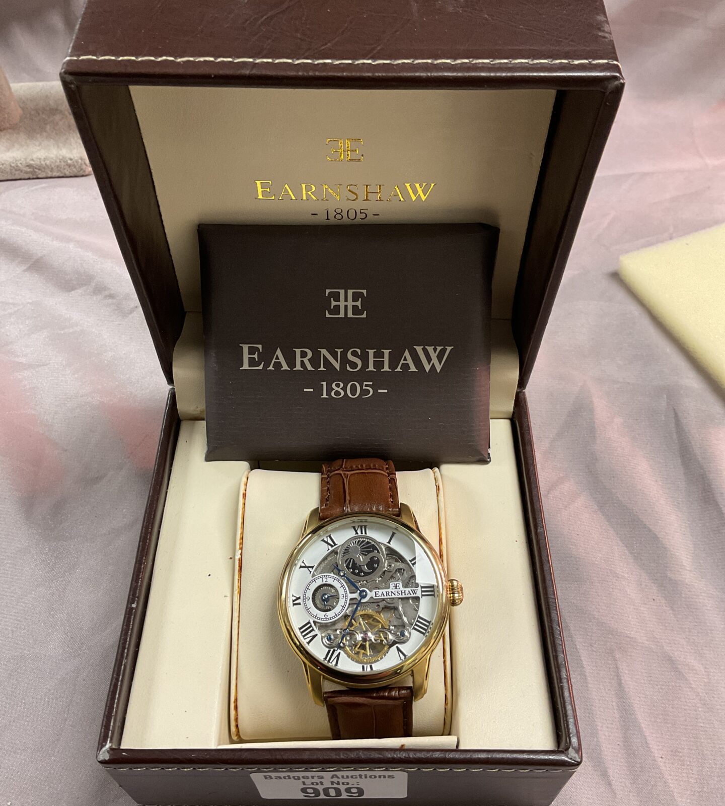 Earnshaw Gents Automatic Skeleton Wristwatch working with box and papers - Image 2