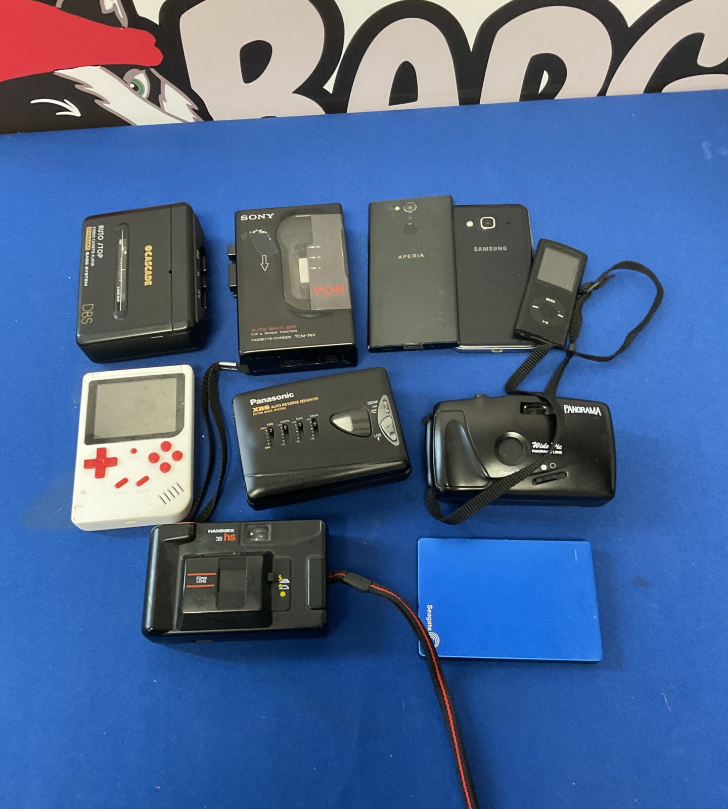 Bundle of cassette walkmans & cameras inc sony & hanimex