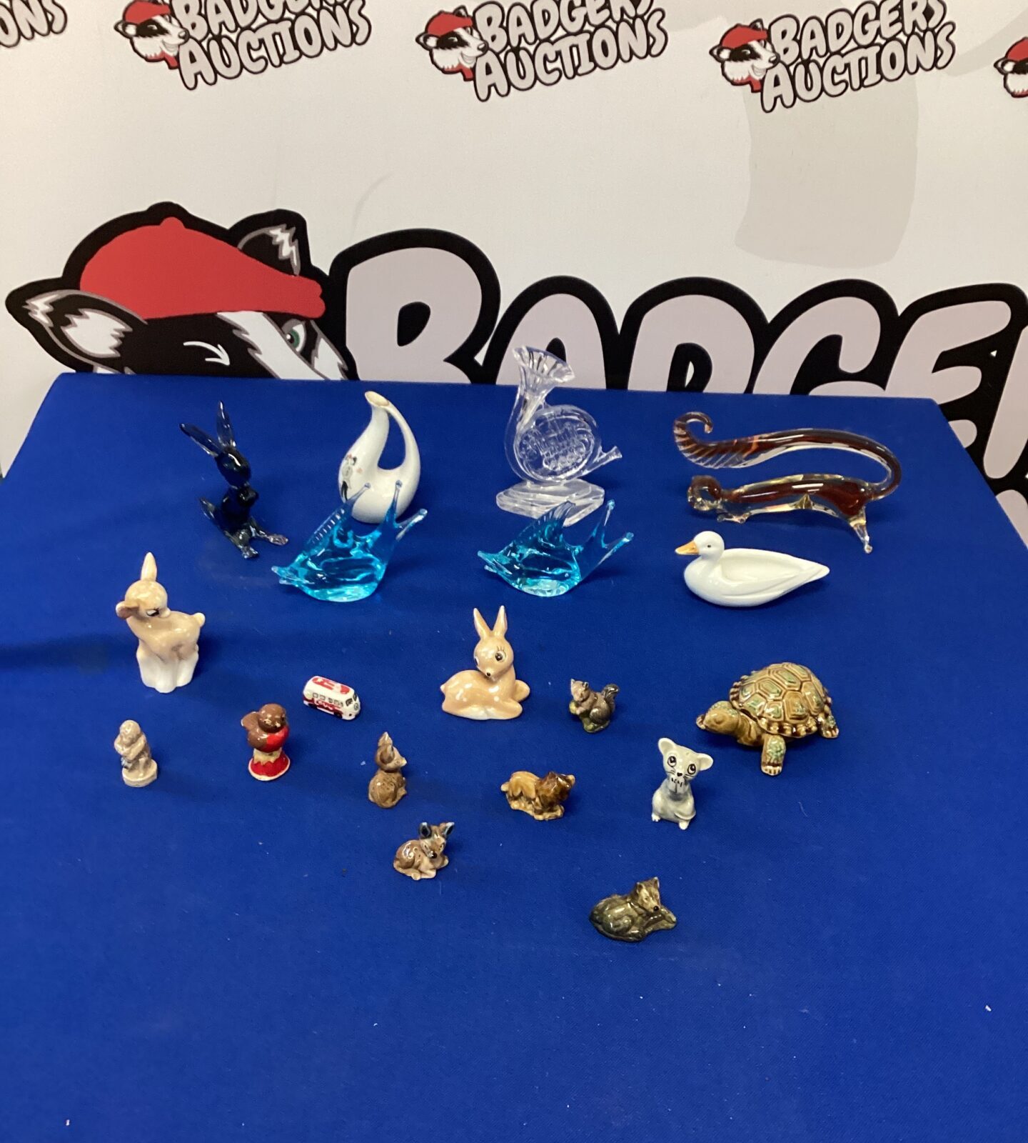 Quantity of miniature figures and murano glass ornaments