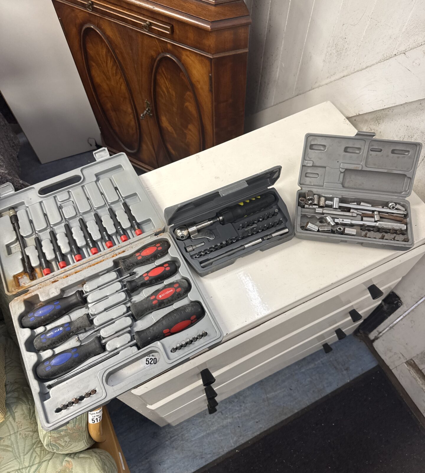 Three screwdriver & socket sets