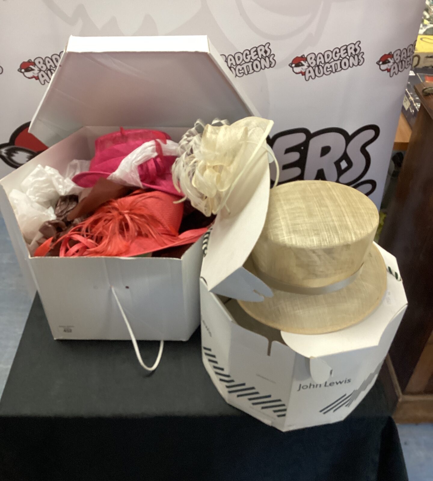 John lewis occasional hat with fascinator with wallice hat & CC hat
