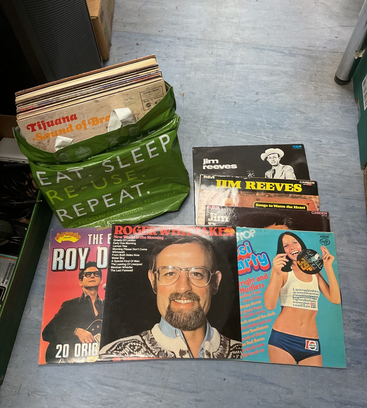 Box of 12” vinyl records