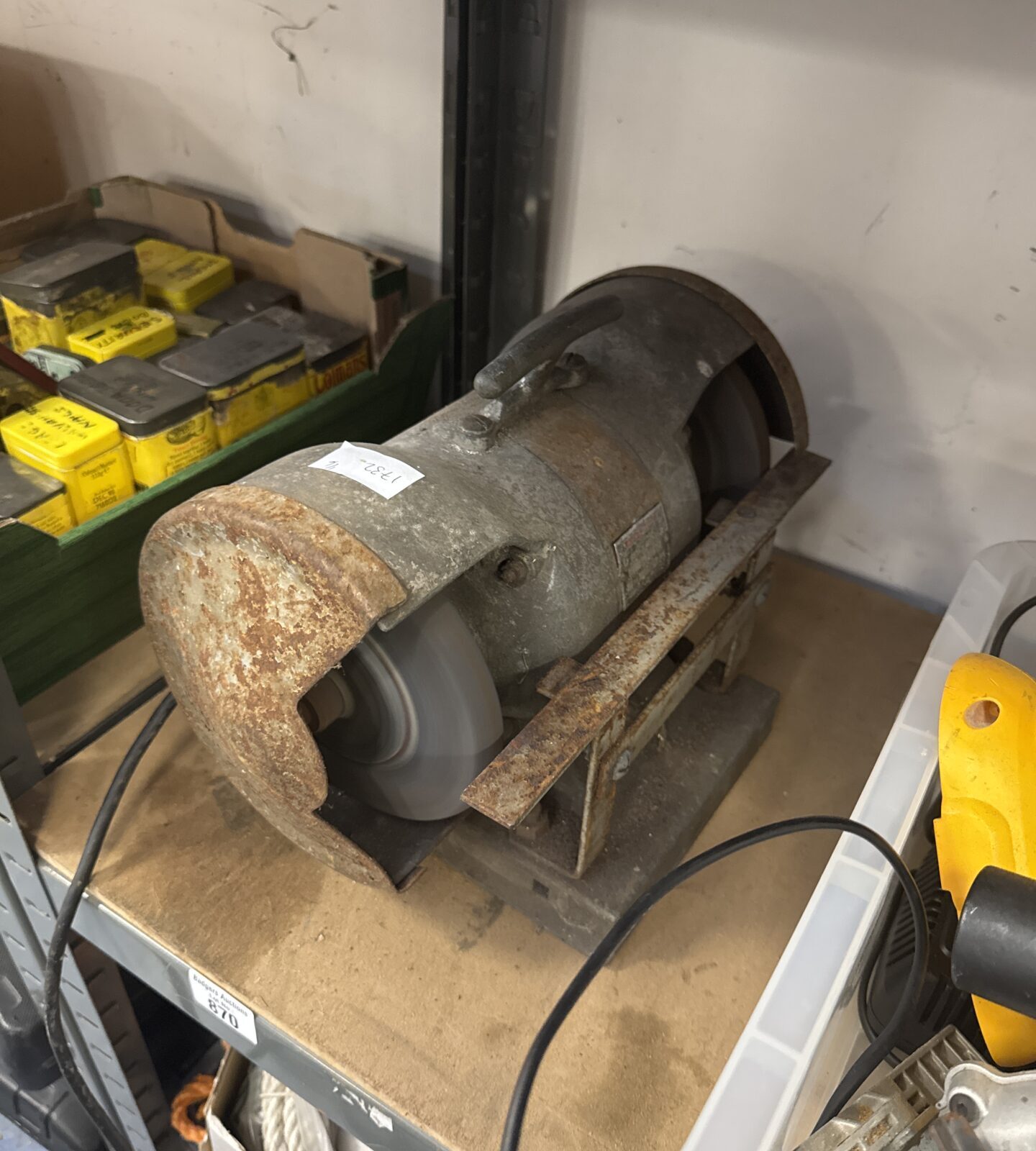 Vintage bench grinder wheel - working