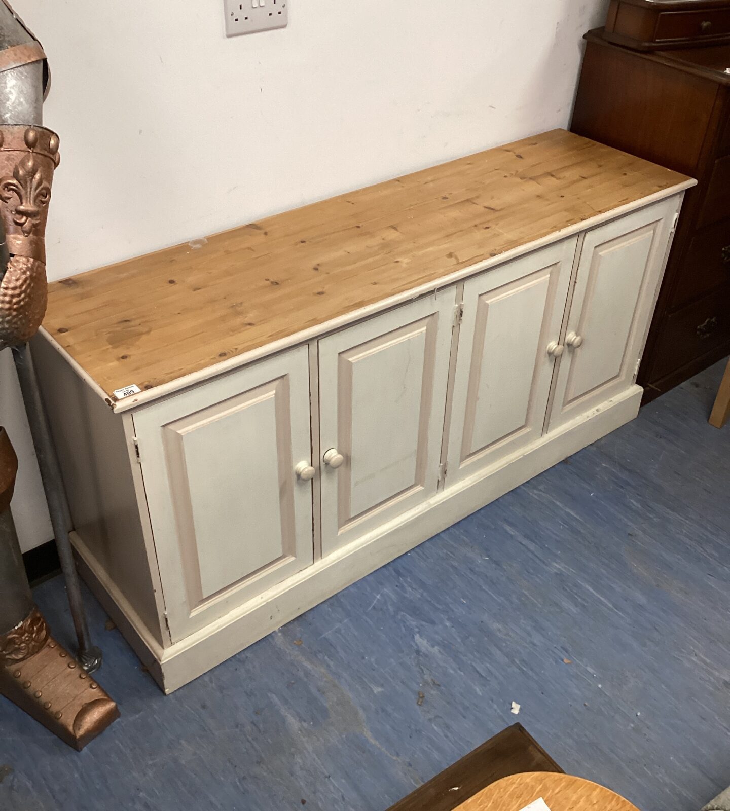 Pine sideboard painted approximately 63” x 18” x 31”