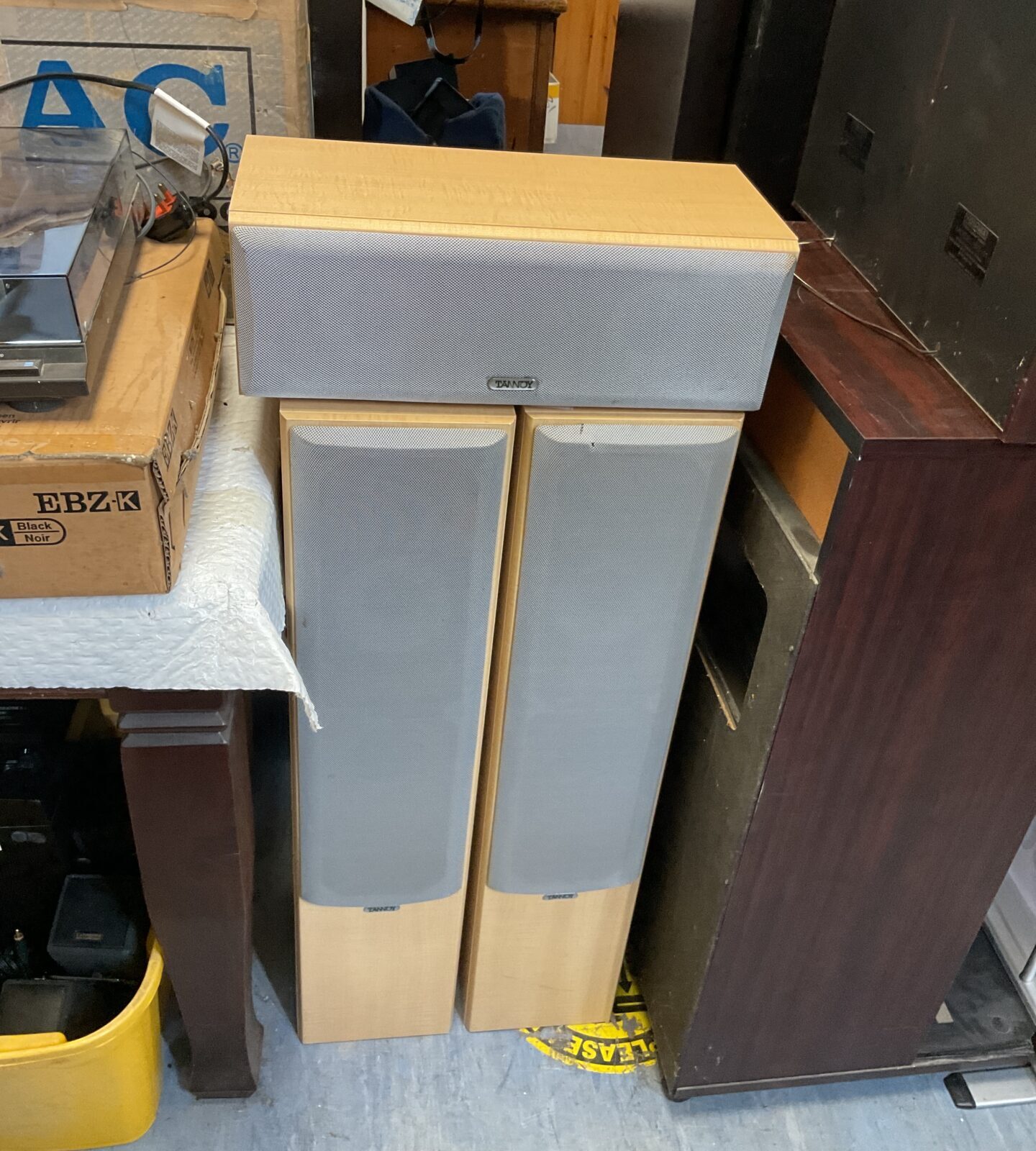 Pair of tannoy maple mercury mx3 floorstanding speakers & centre speaker