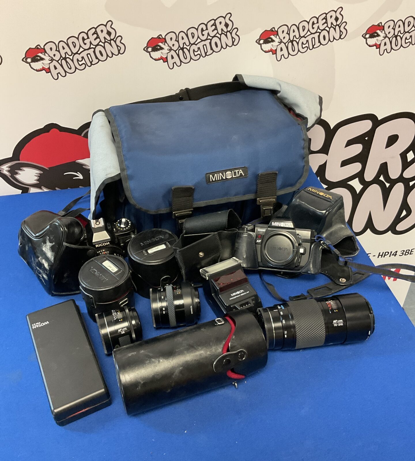 Minolta 7000 & ricoh xr7 cameras with lenses & accessories