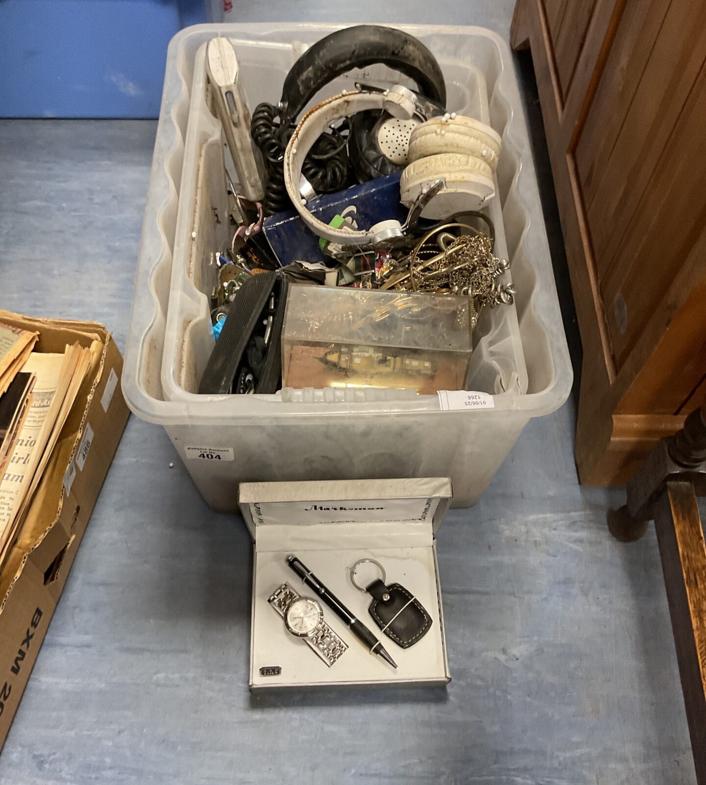 Box of mixed inc large selection of costume jewellery and watches
