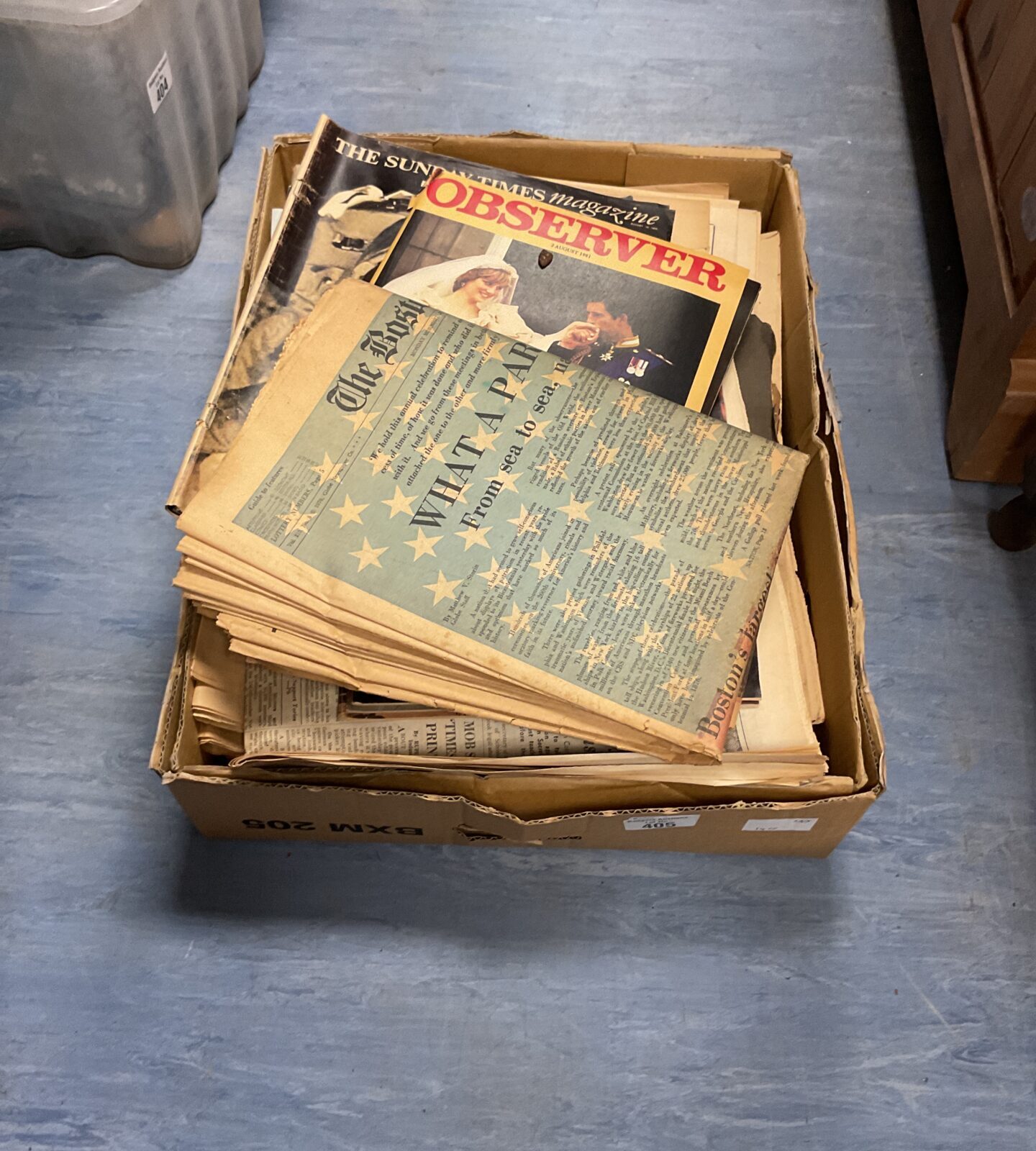 Box of vintage newspapers inc observer