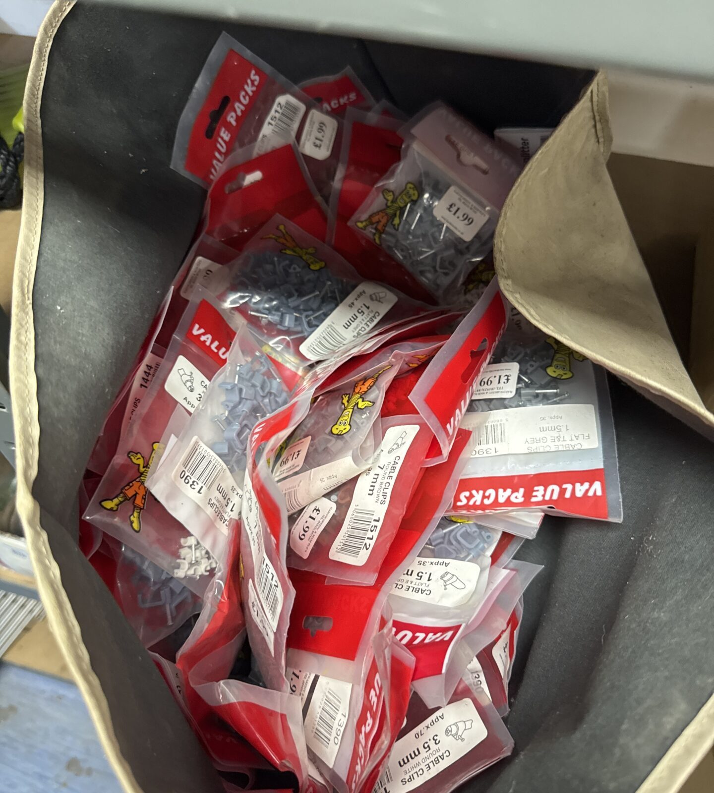 Bag of assorted cable clips