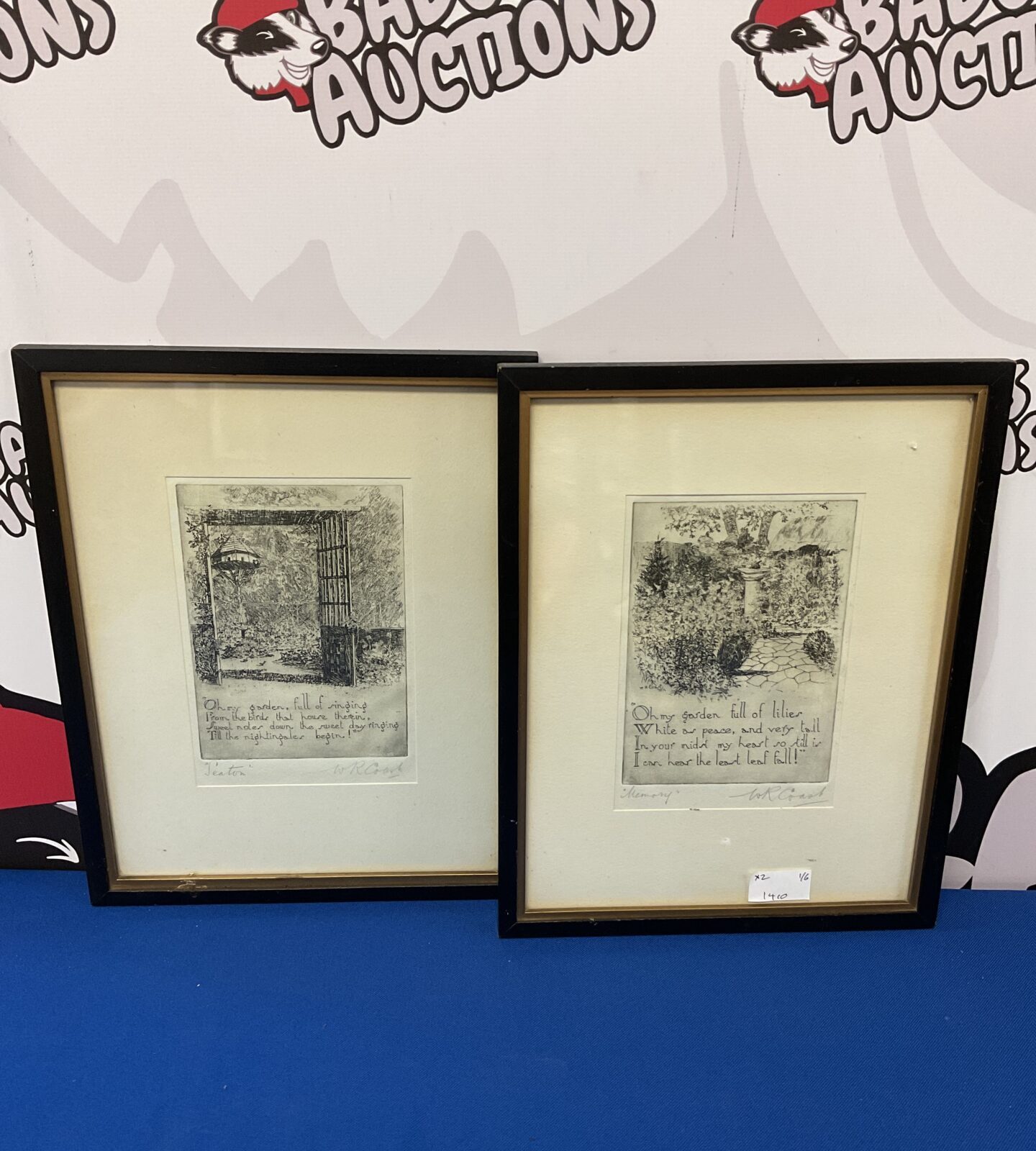 W r coast signed framed woodblock garden prints