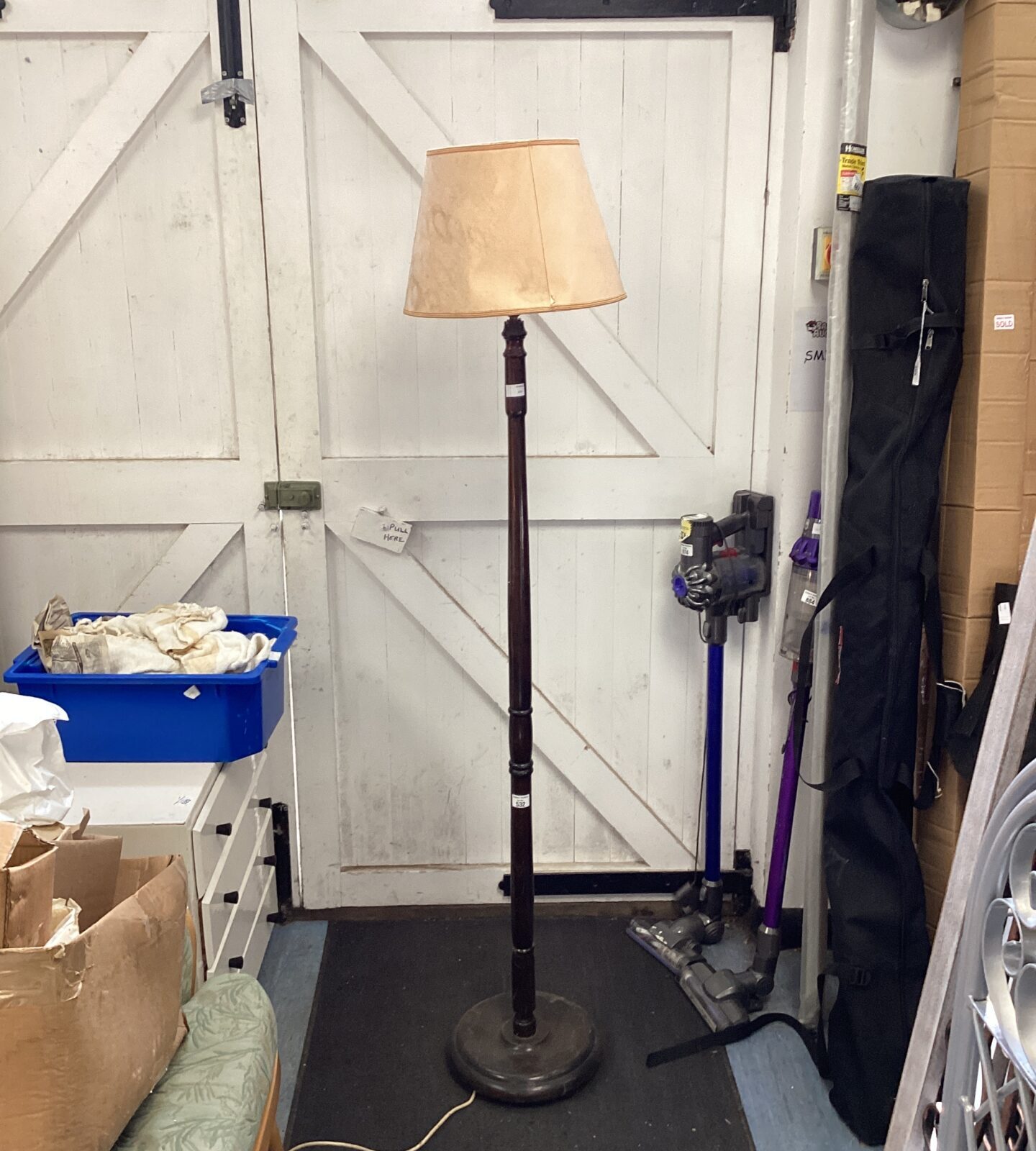 Mahogany standard lamp with shade