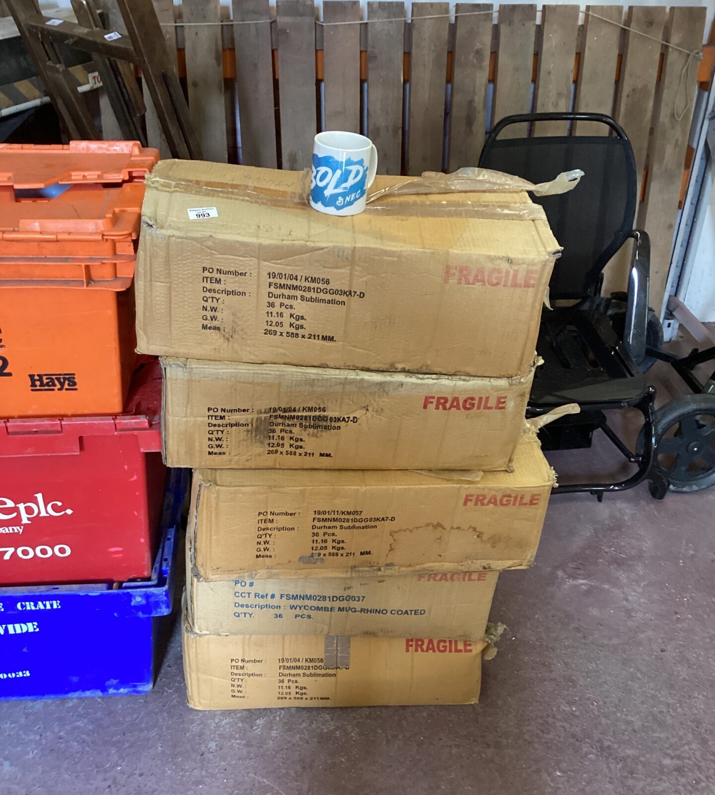 Five Boxes of Mugs