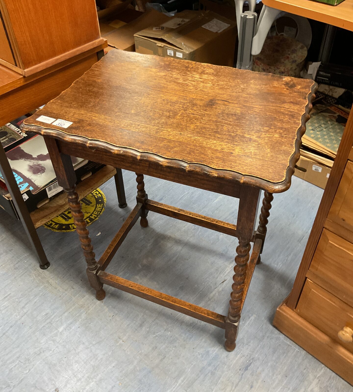 Antique Oak barley twist pie crust side table
