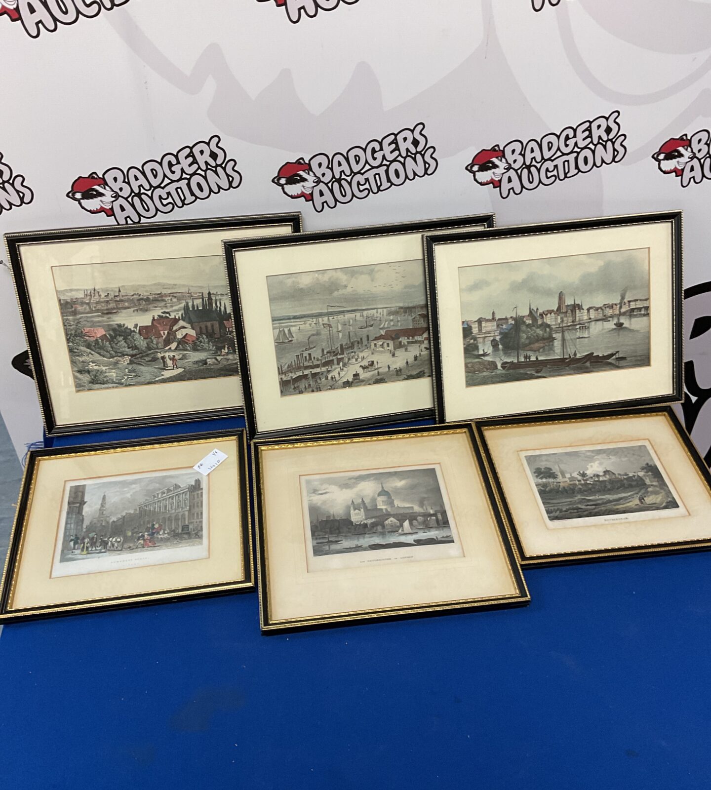 Set of six framed engravings of London & Buckinghamshire