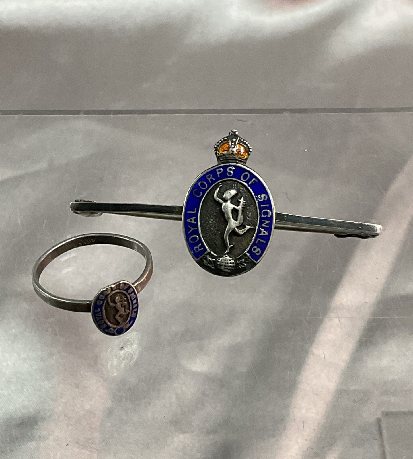 W W 2 Royal Signals Silver Sweetheart Brooch and Ring