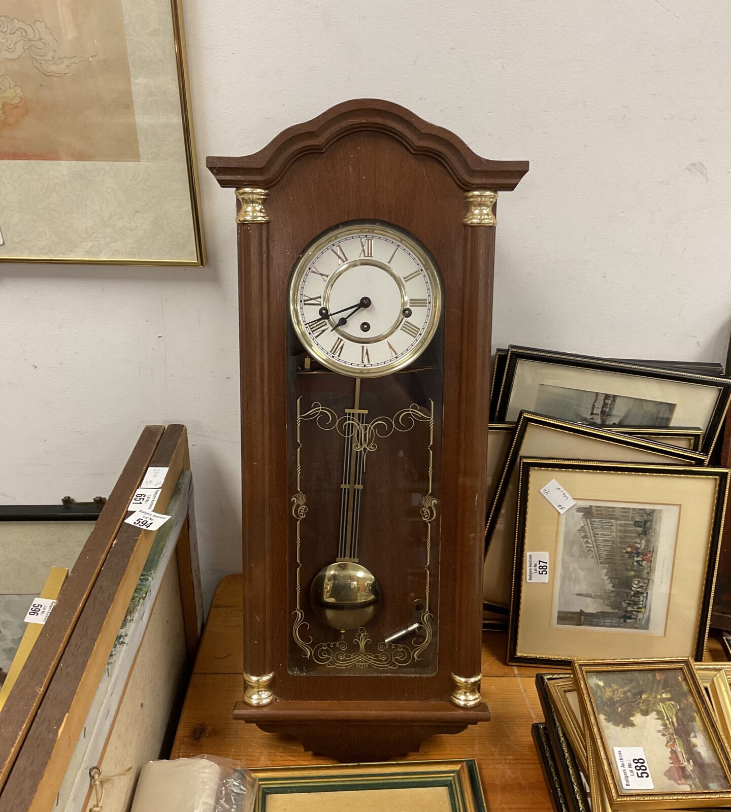 German made mechanical chiming wall clock with key