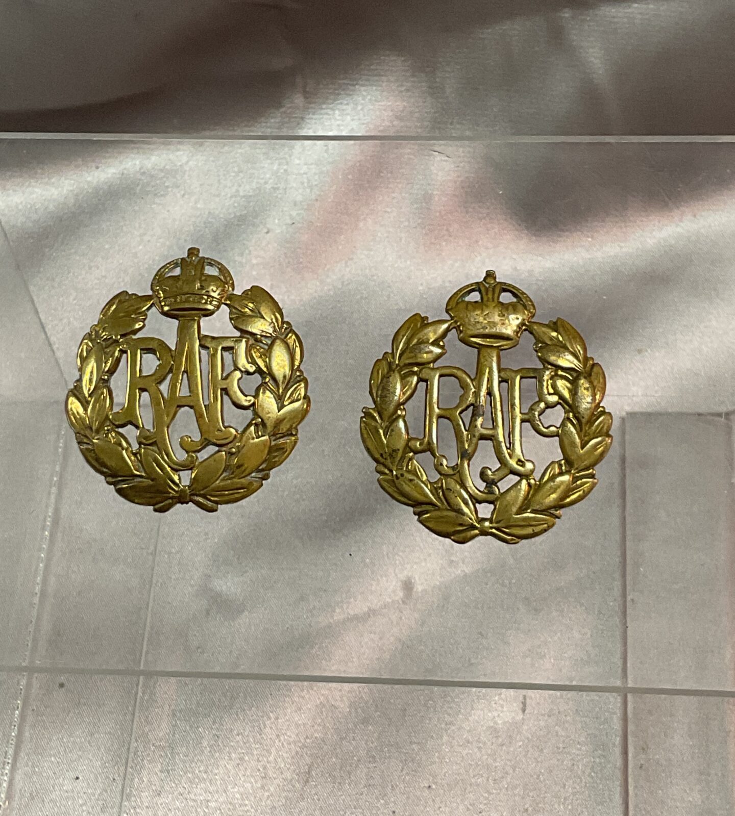 Two W W 2 R.A.F Brass Cap Badges