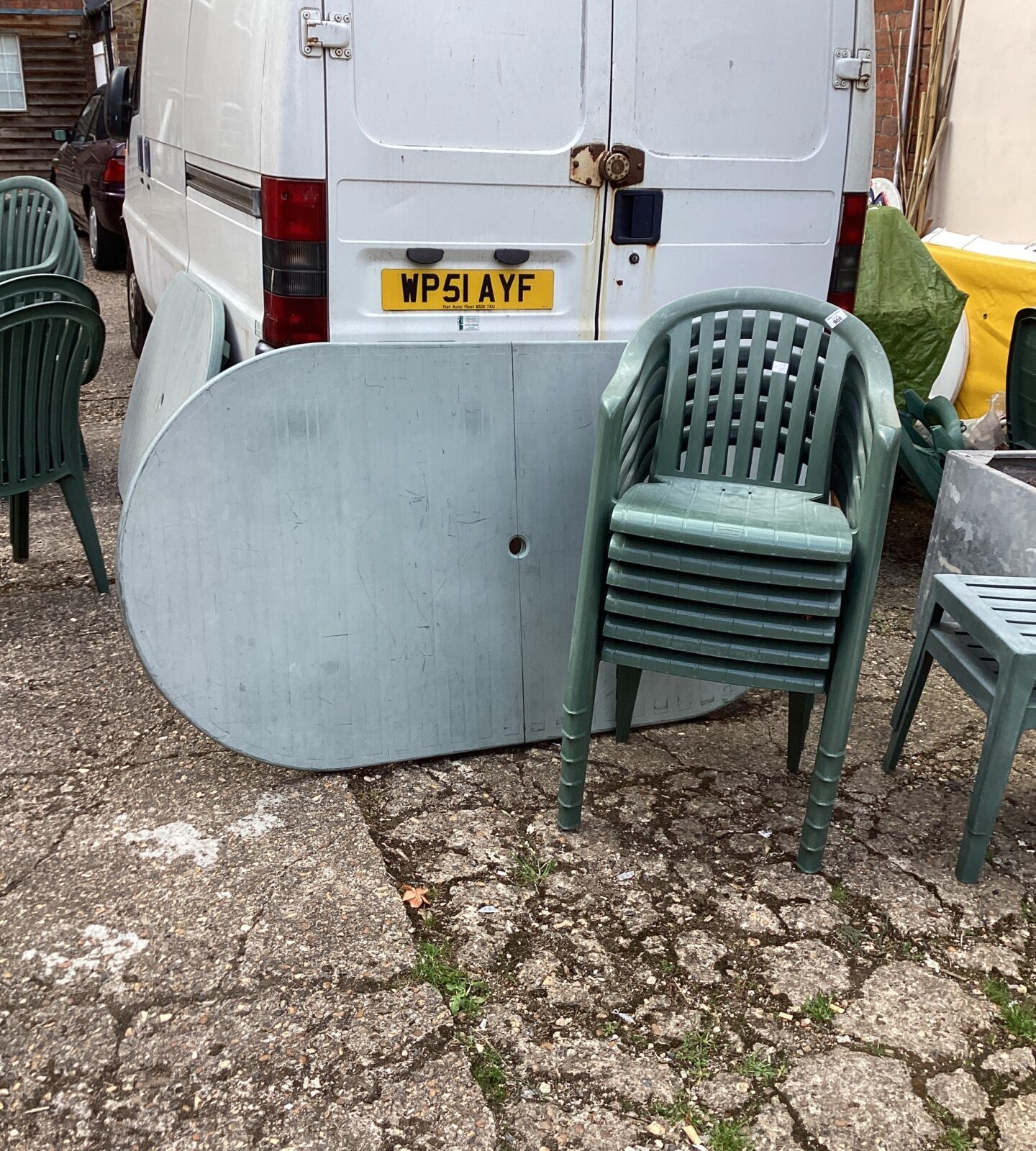 Plastic 5’ GardennTable with Six Chairs