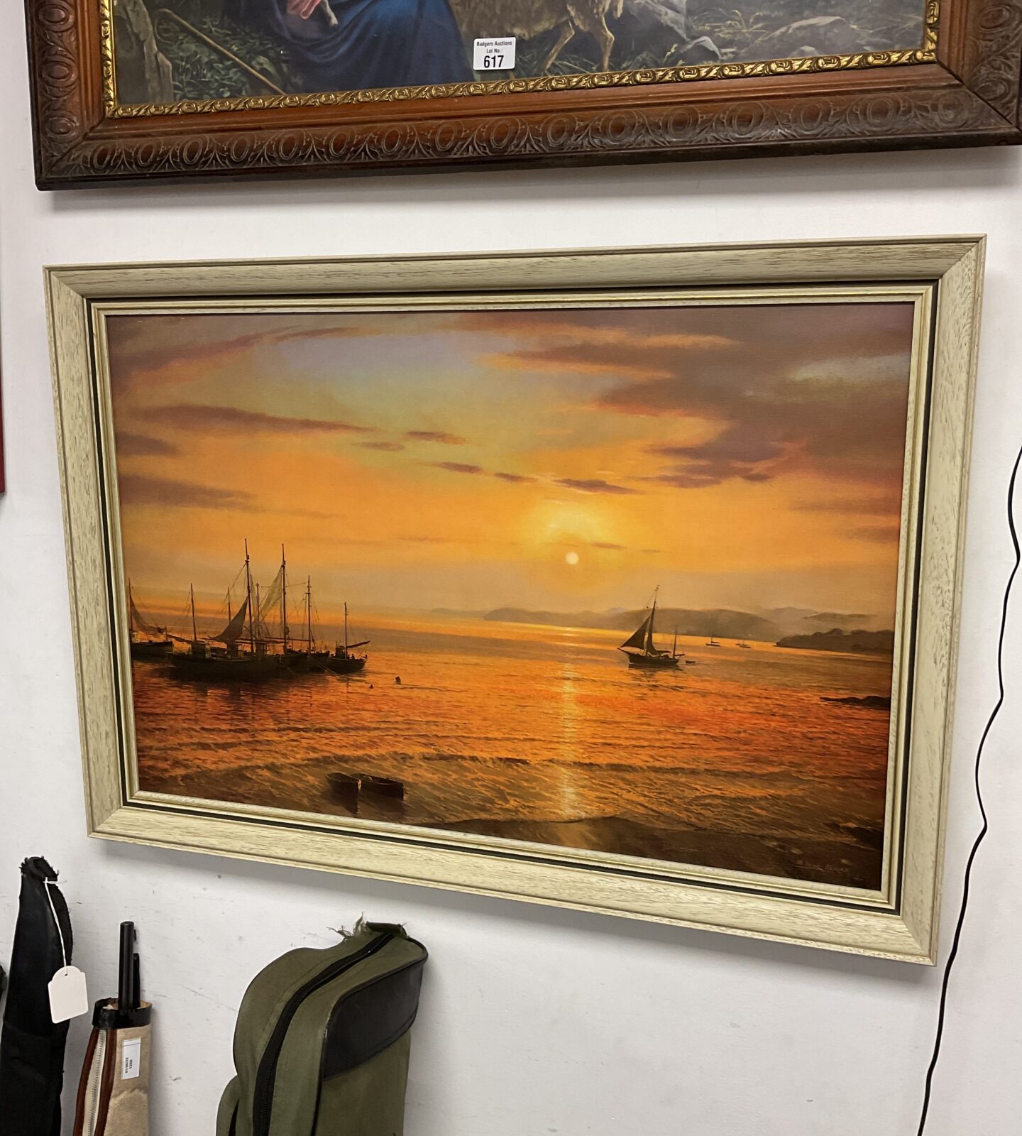 Victor elford print of boats at sunset