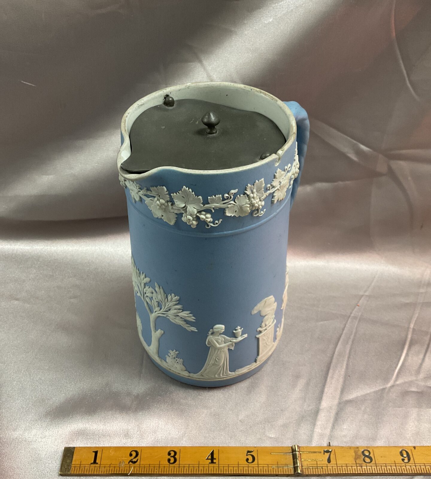 wedgwood jasper ware jug With pewter Pivot lid - Image 2