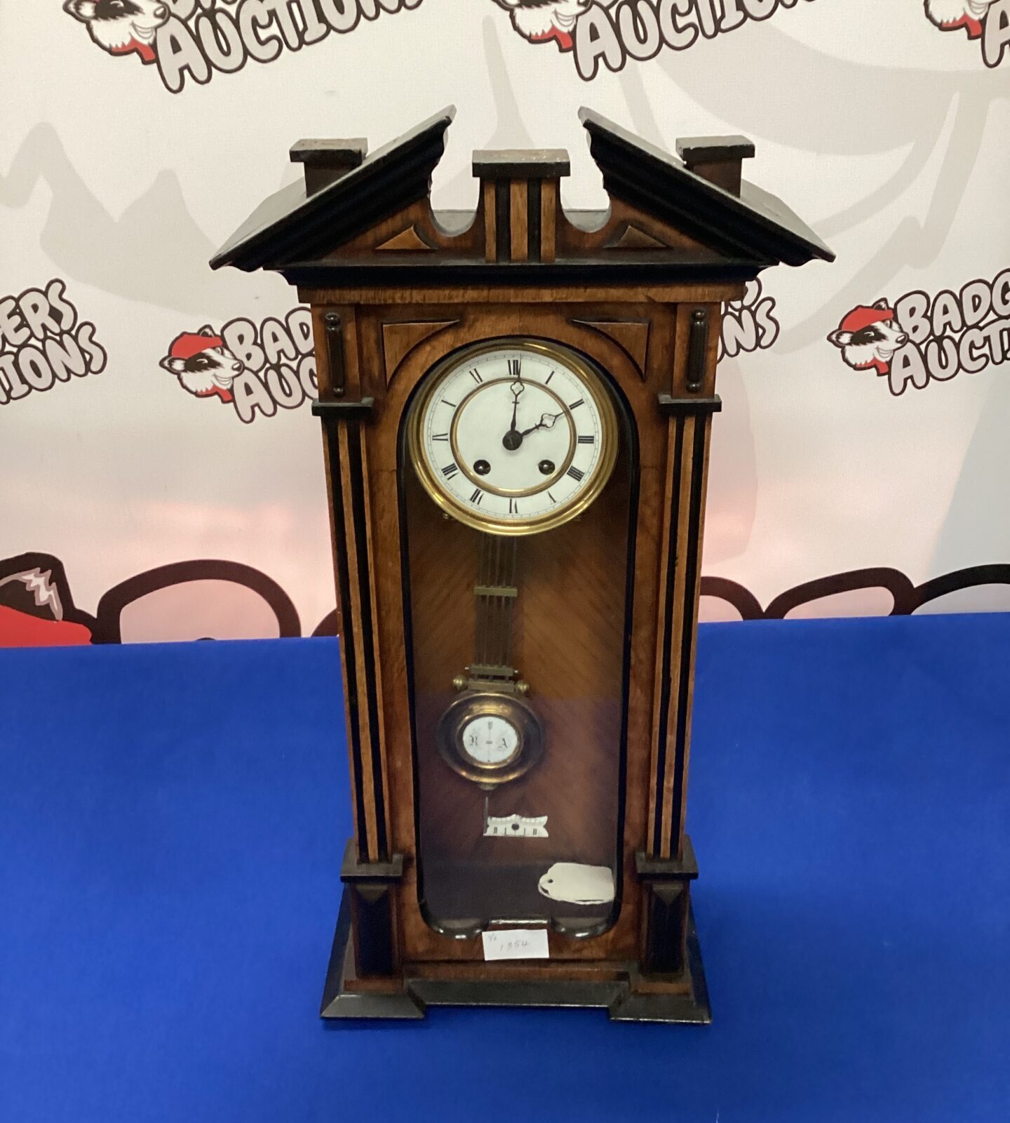 19c walnut vienna style wall clock working