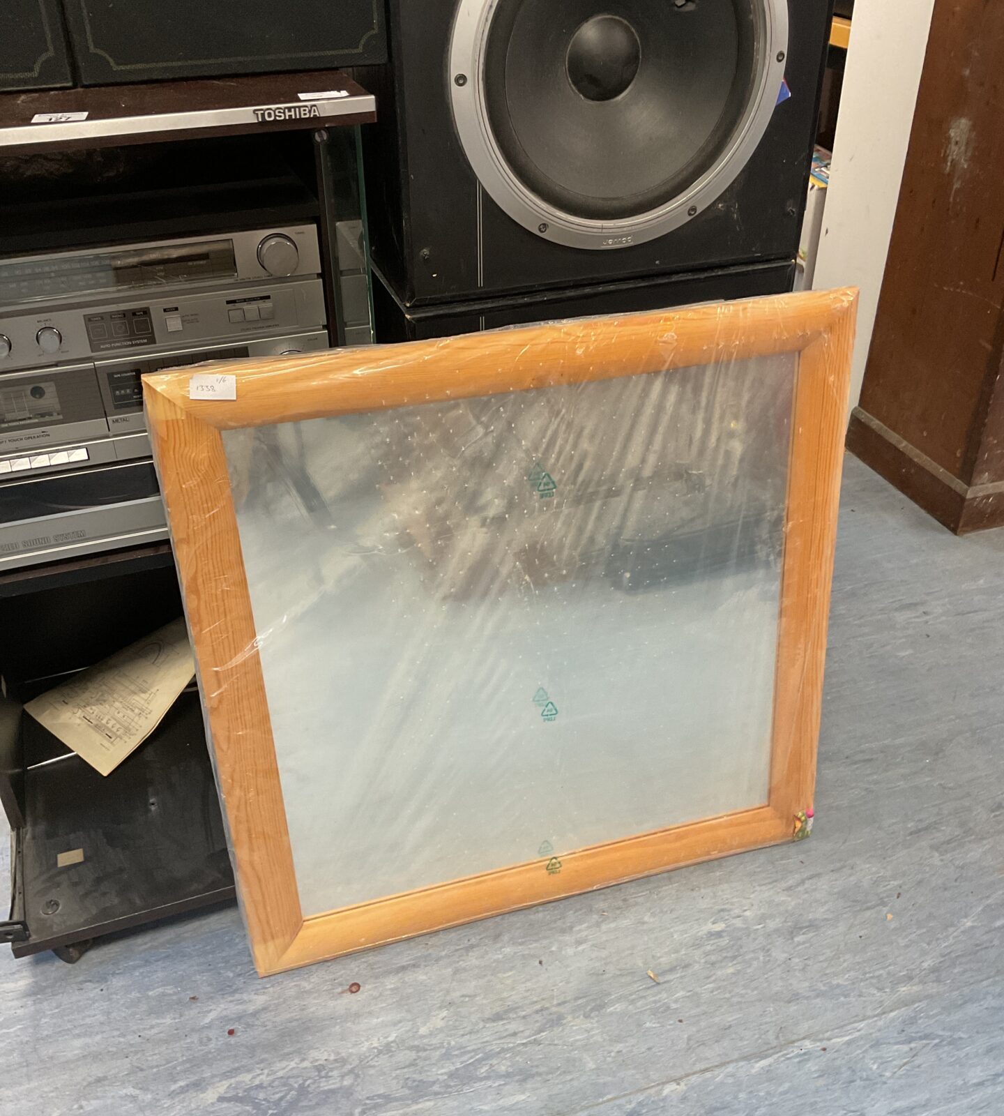 Square beech framed mirror 69cm x 69cm