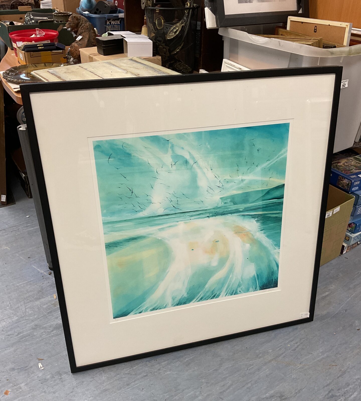 David firmstone limited edition 8/100 print of birds in flight on a coastline