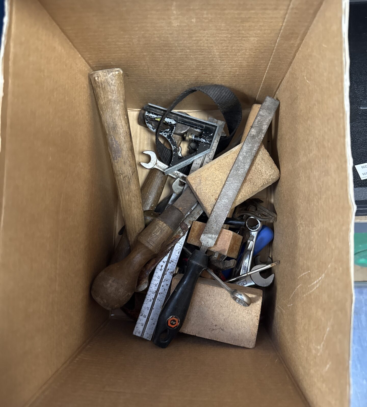 Box of assorted hand tools