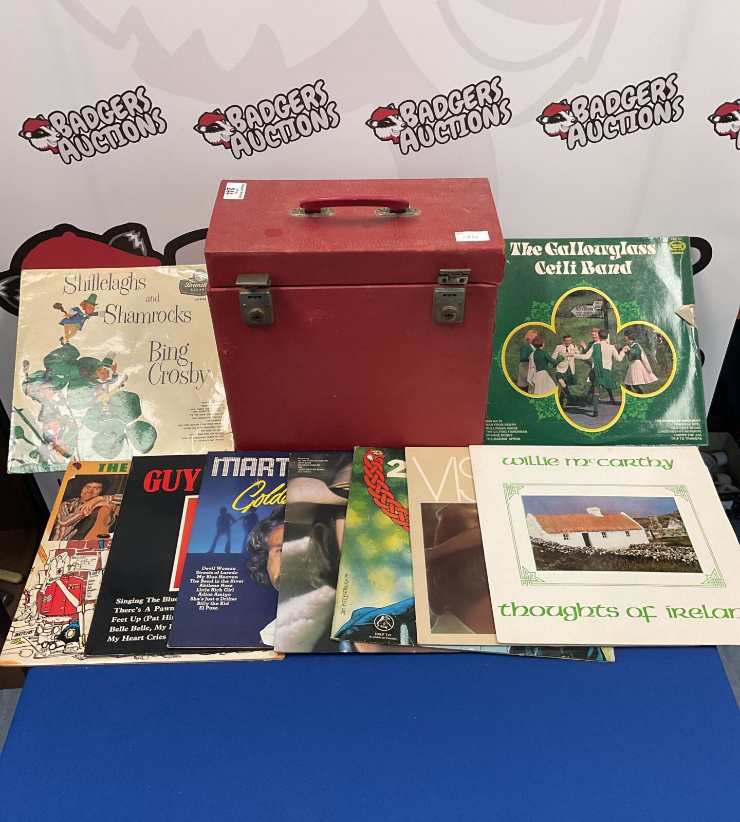 Vintage record box with selection of vinyl records