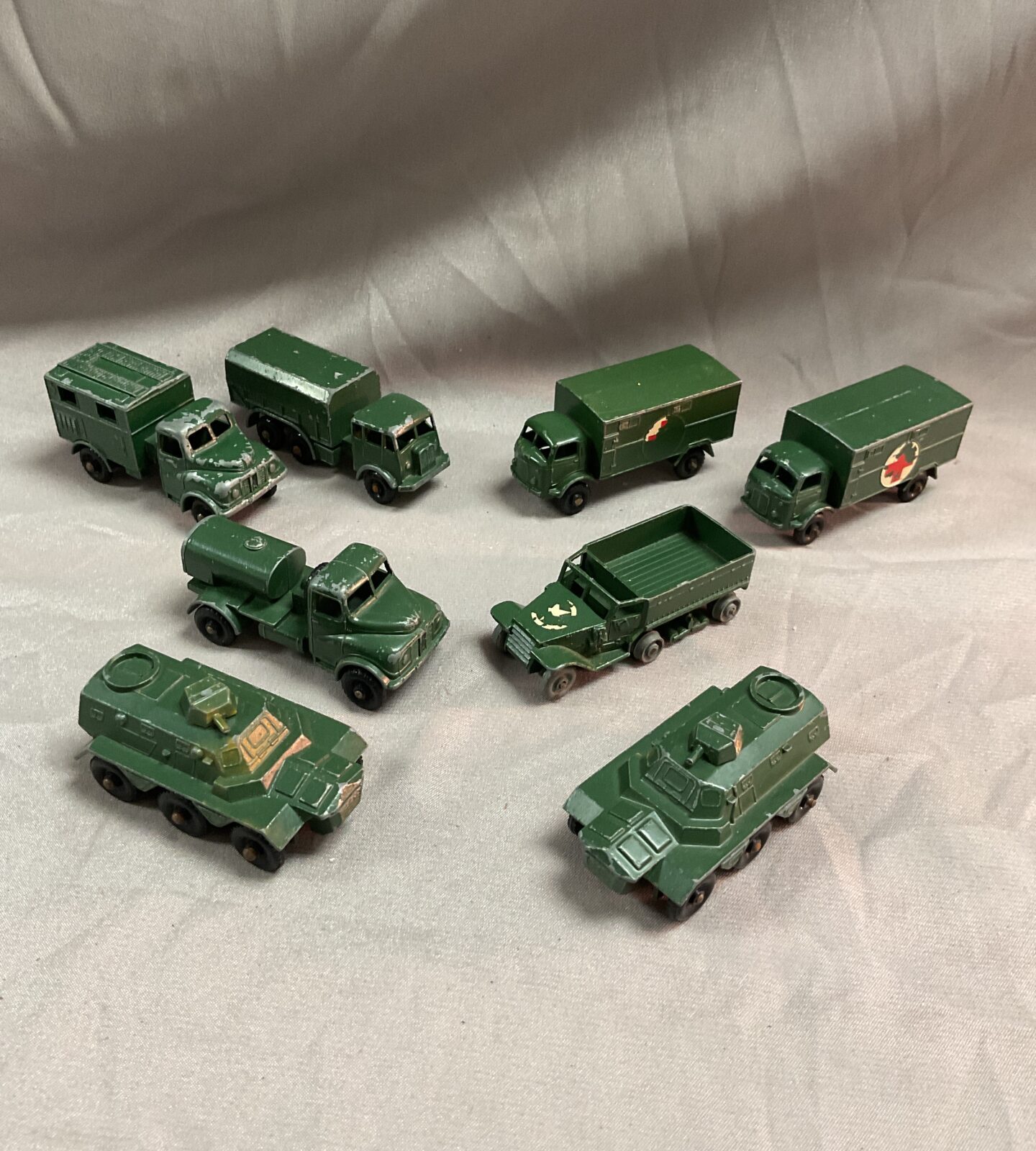Eight vintage matchbox military vehicles