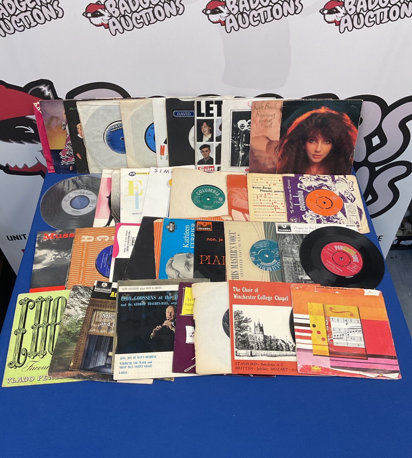 Selection of 7” single vinyl records inc kate bush