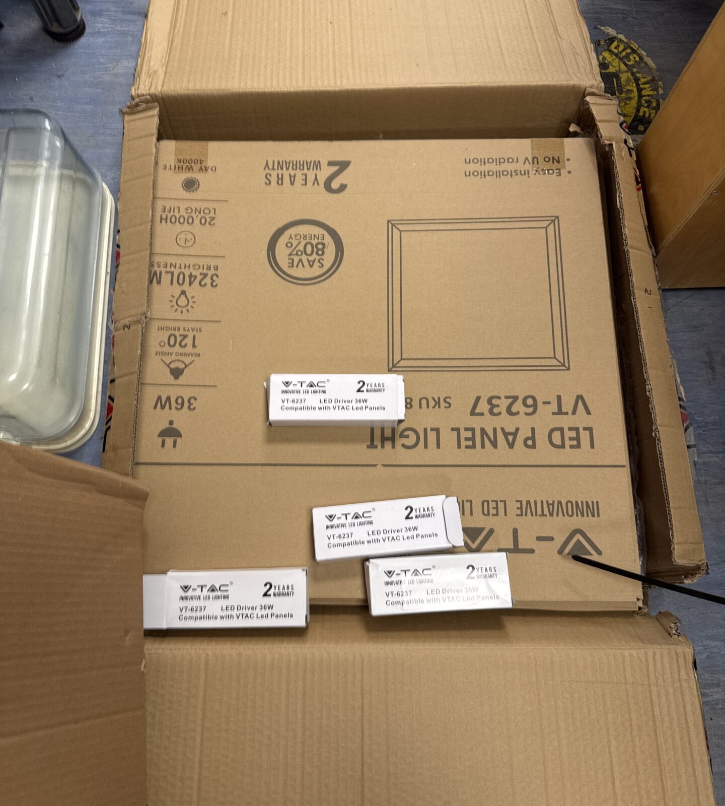 Four v-tac panel lights with 36w drivers - appear new
