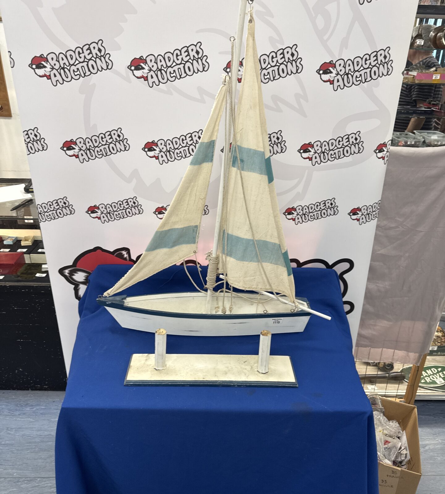Decorative model boat with stand - needs reattaching