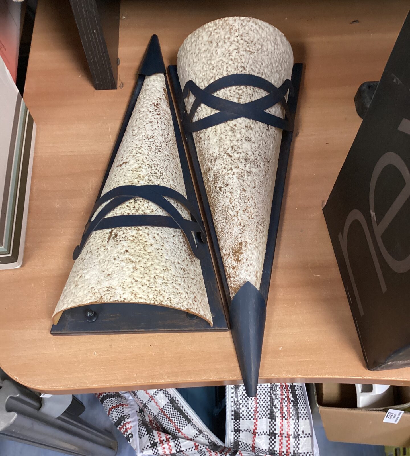 Two electric wall sconces