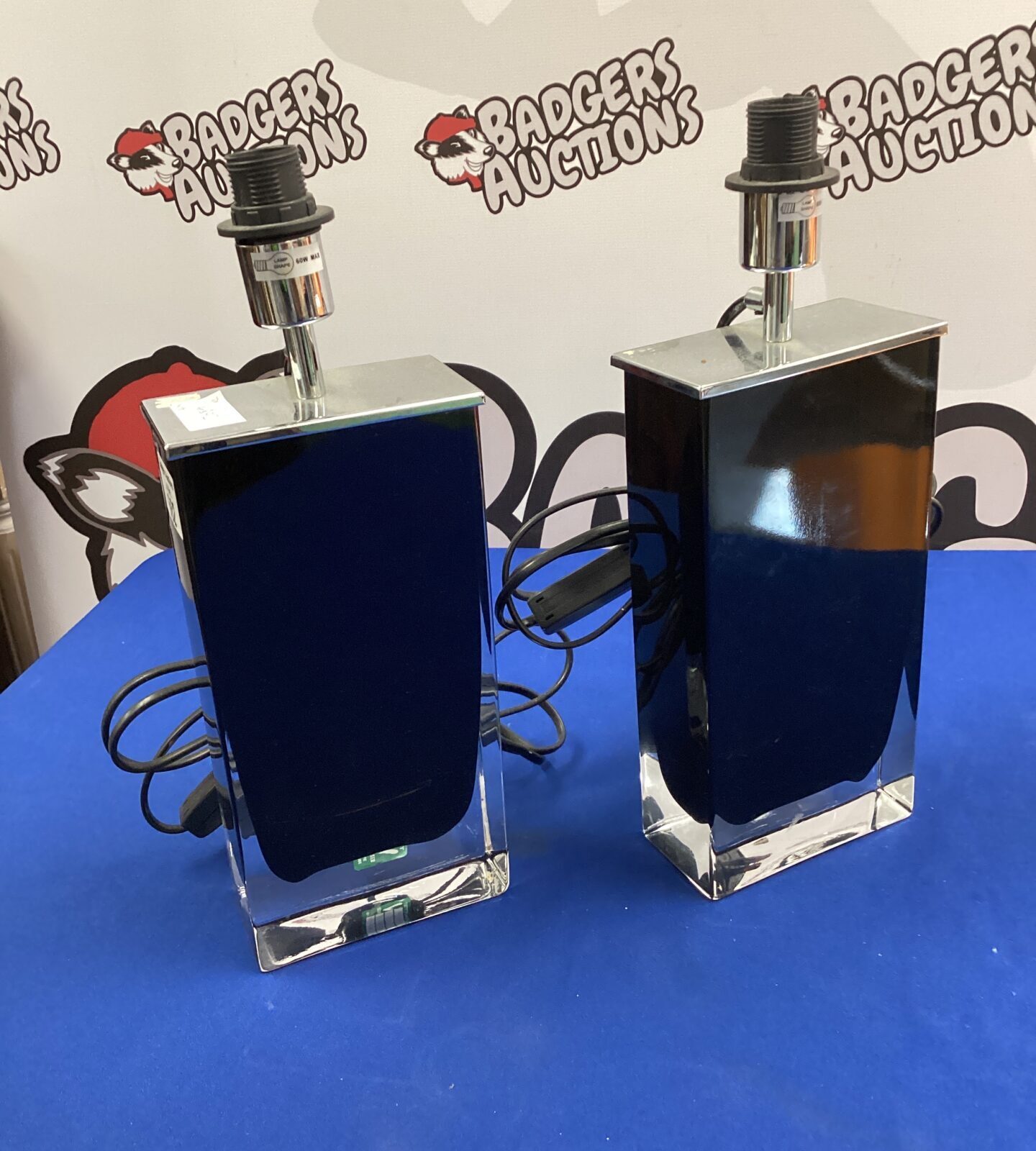 pair of art glass table lamps