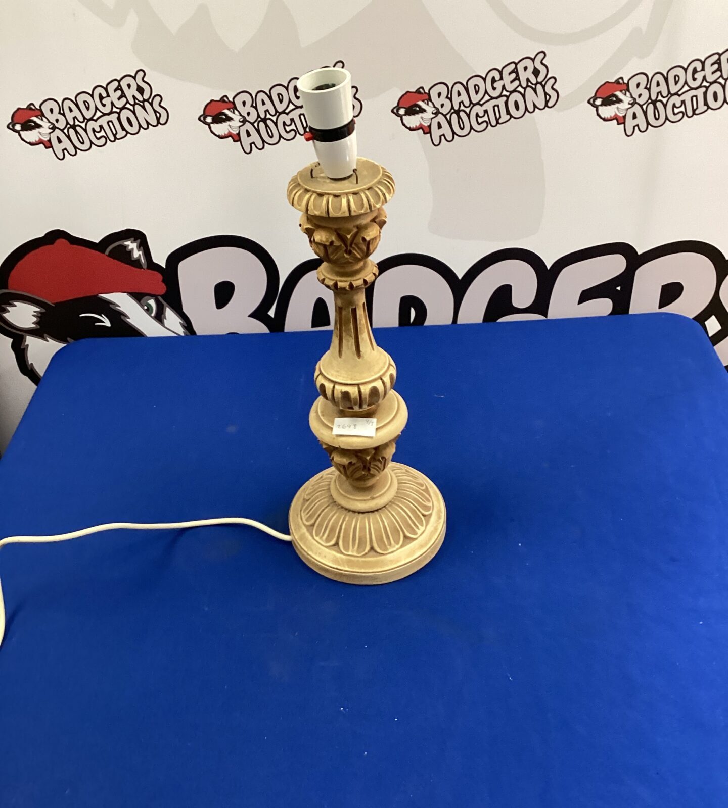 Wooden pillar style table lamp