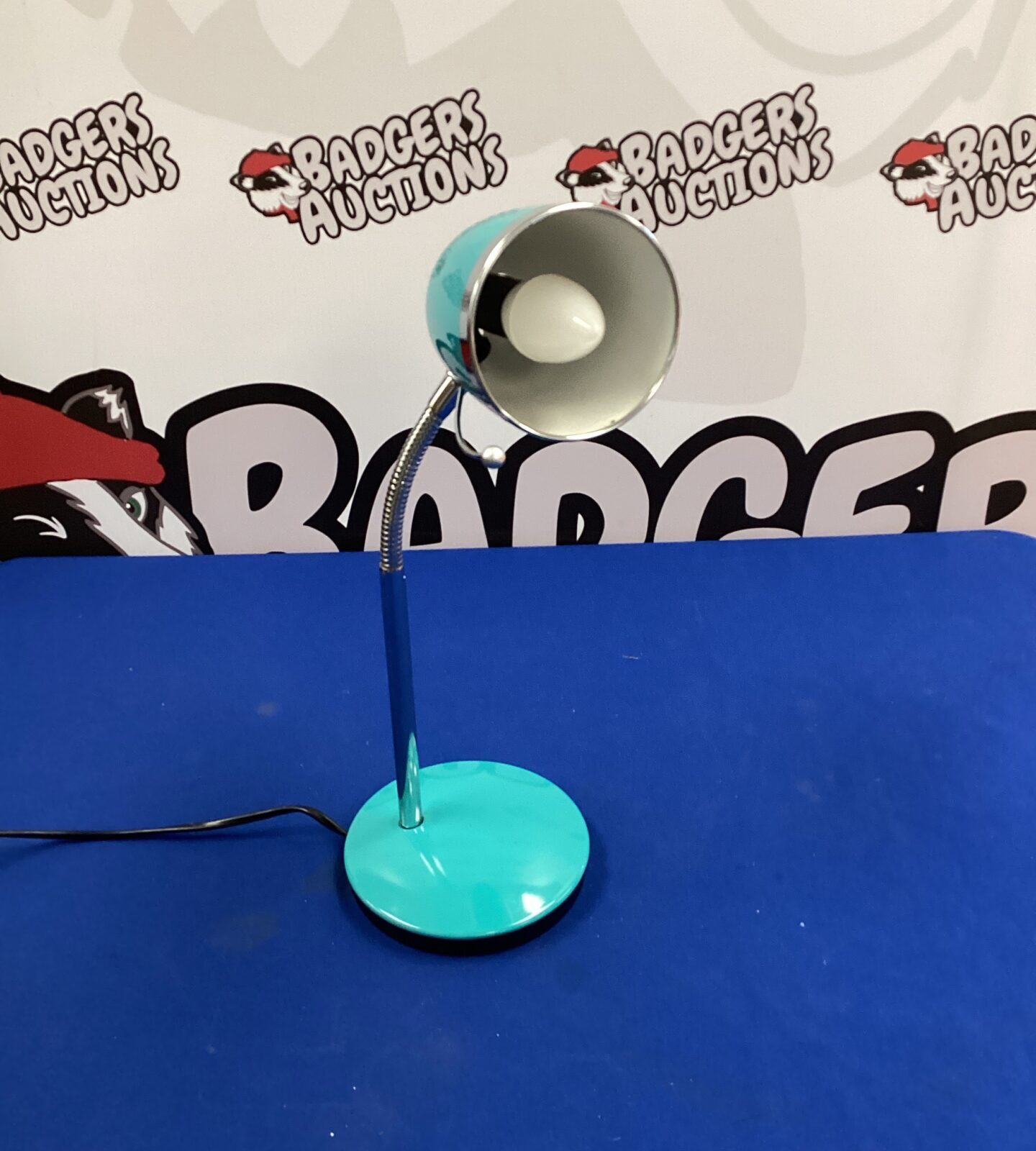 Turquoise flexible head table lamp