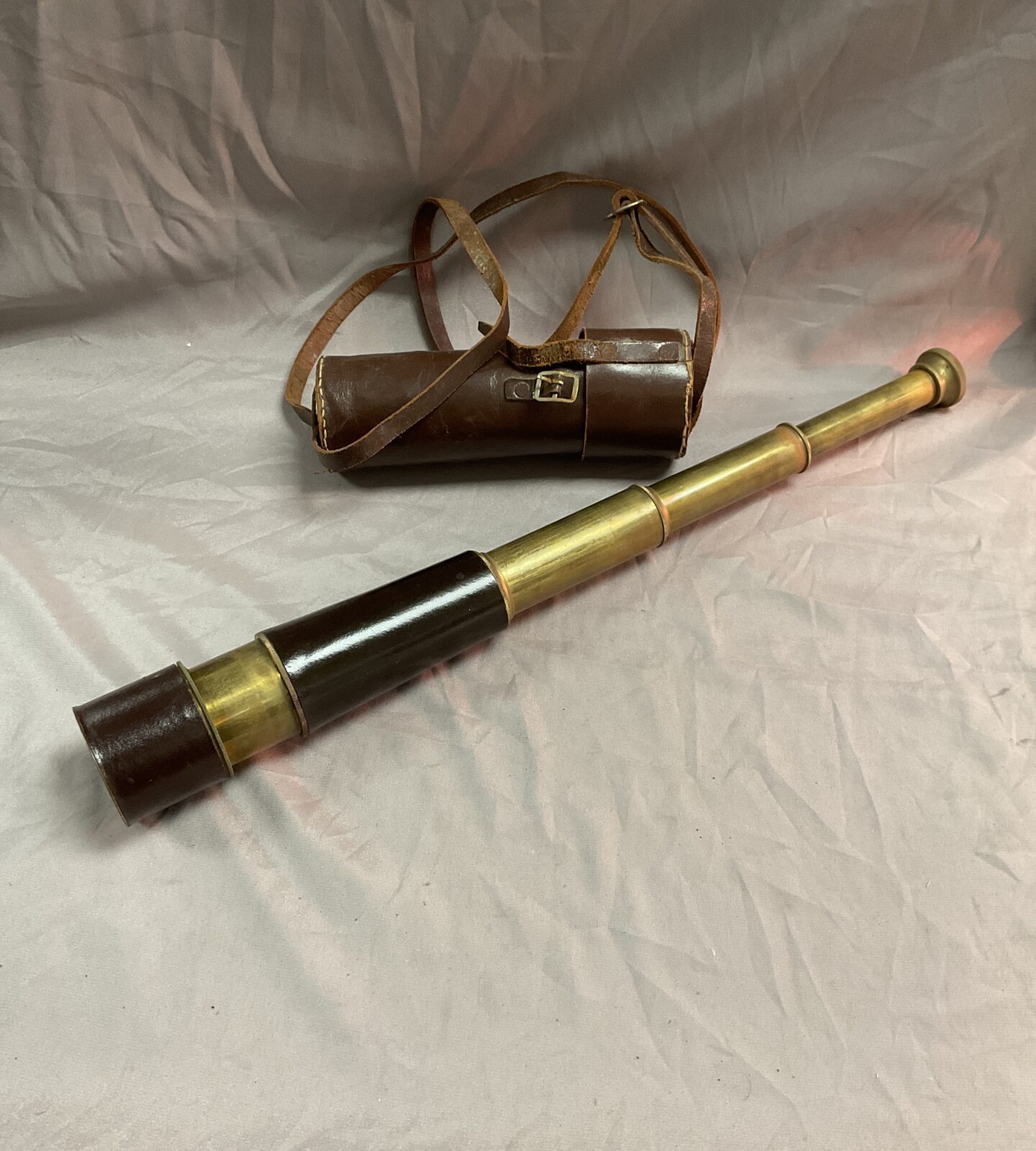 Vintage three draw brass telescope