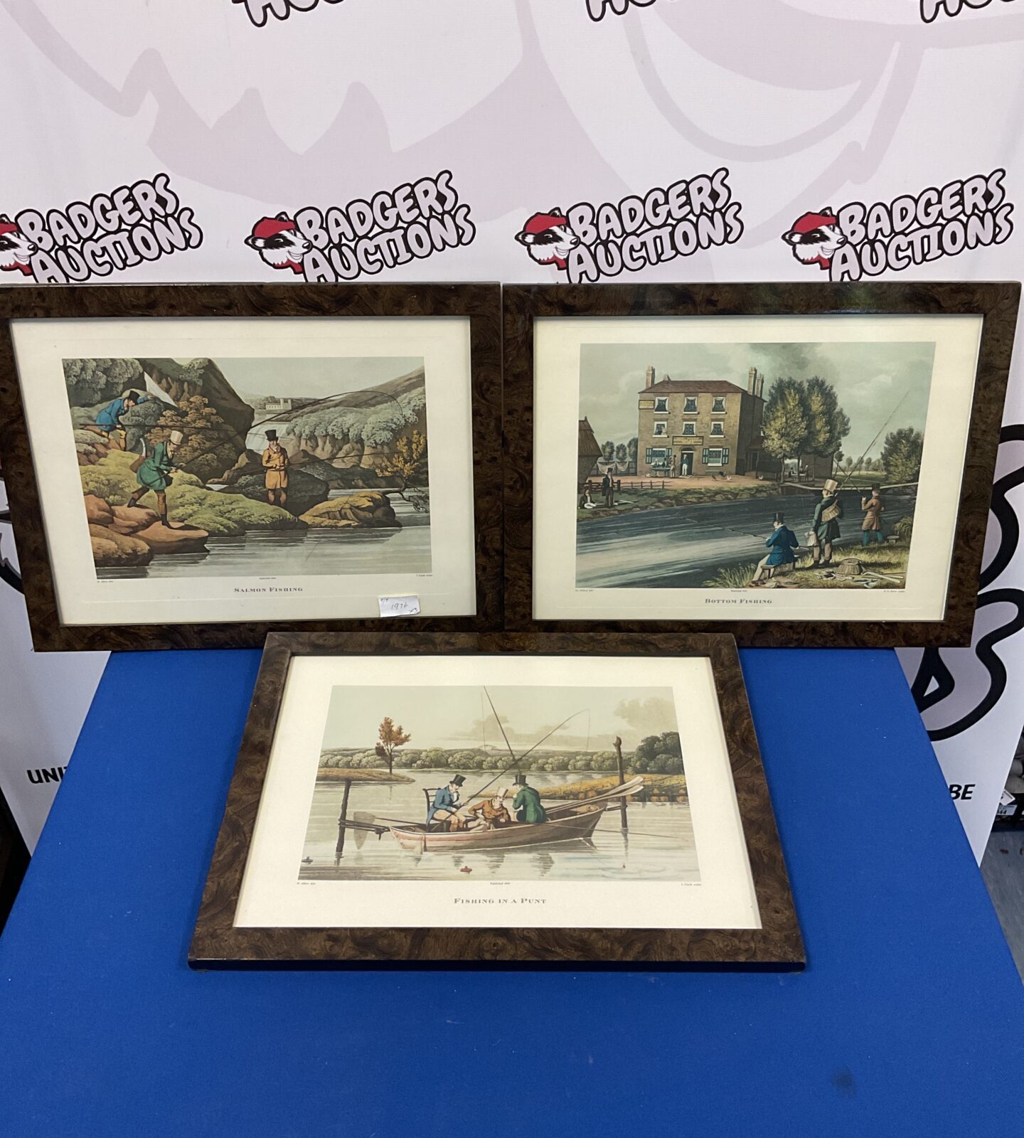 Set of three h alken framed fishing prints