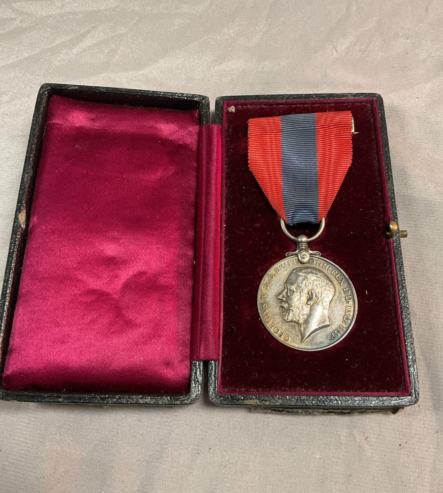 Imperial service medal in presentation case