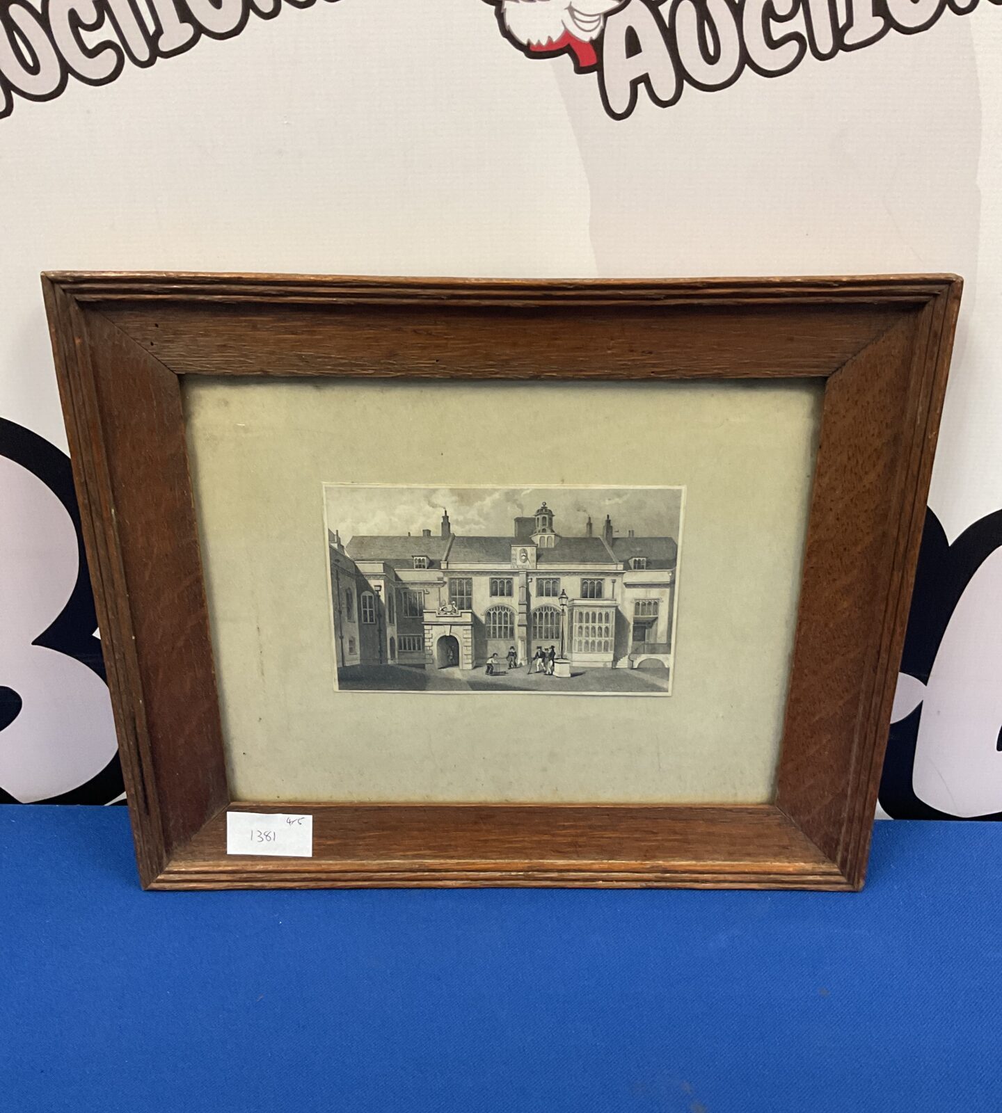 18th/19th century rare engraving of cricket being played at oxford college