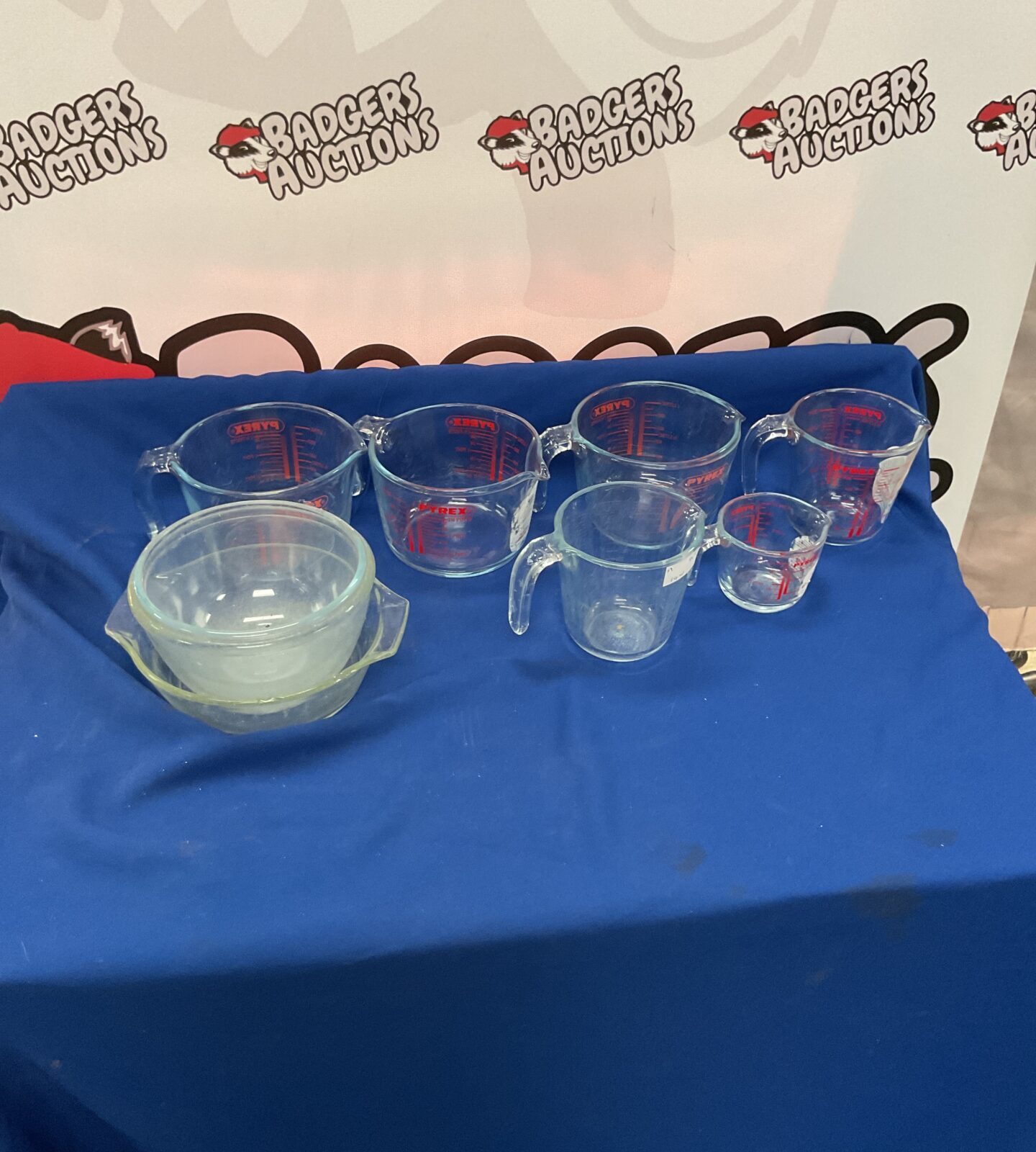 Selection of graduated pyrex measuring jugs