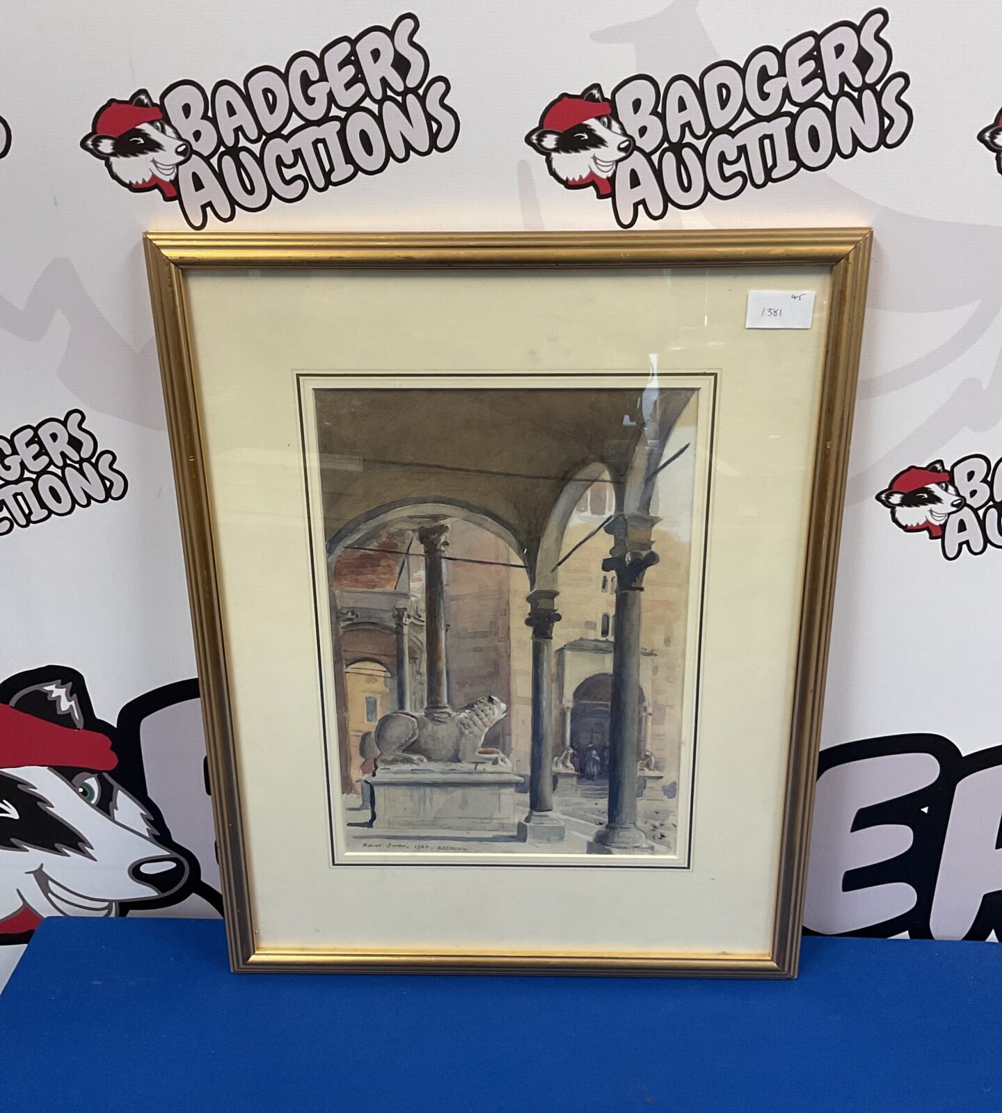 early 20th century watercolour study of a cathedral interior