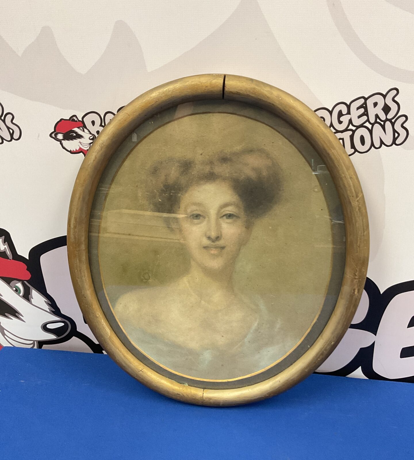 19th century oval pastel portrait if an elegant lady
