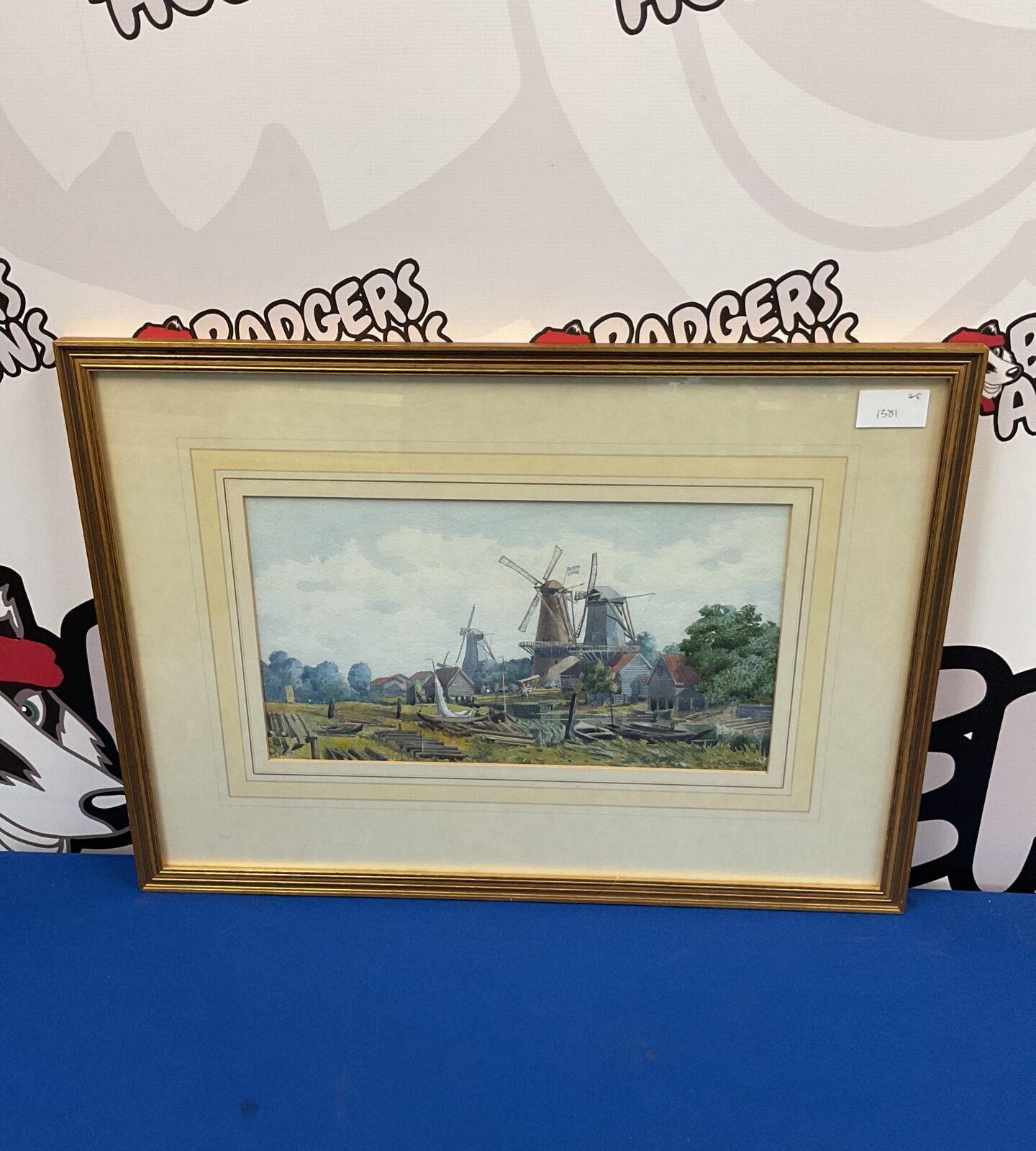 w c edwards british fl1874-1879 watercolour of tranquil dutch river landscpe with windmills