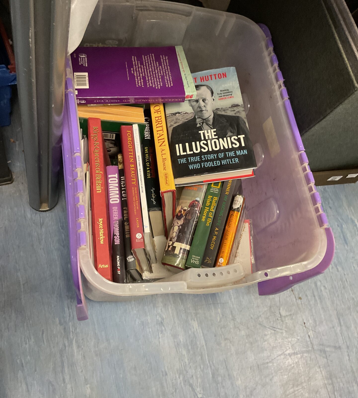 Crate of mixed books